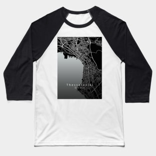 Thessaloniki Greece City Map dark Baseball T-Shirt